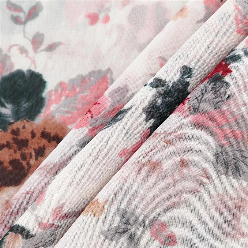 Women Summer Sexy Chiffon Maxi Long Sleeved Dress Vintage vestidos Dress V Neck Floral Print Beach Party Dress #4M22 (3)