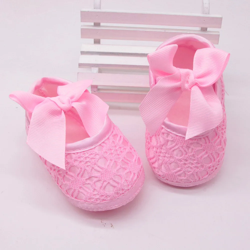 Baby Shoes Newborn Baby Girls Soft Shoes Soft Soled Non-slip Bowknot Footwear Crib Shoes