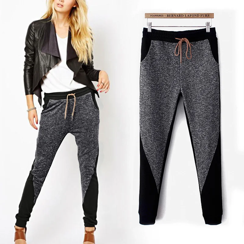 2017 Lazy Style Women Patchwork Harem Pants Leggings Long Trousers Cotton Sweatpants Clothing Hip Hop Pants Comfortable Lulu HOT