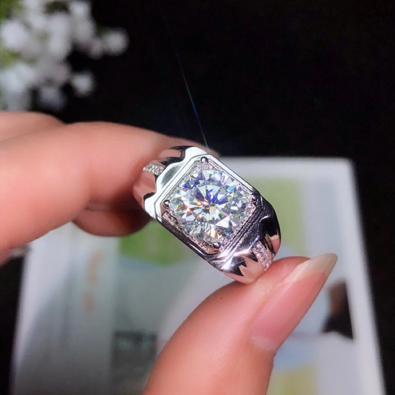 BOEYCJR 925 серебро 1ct/2ct/3ct F цвет Moissanite VVS обручальное свадебное кольцо с бриллиантом для мужчин с национальным сертификатом