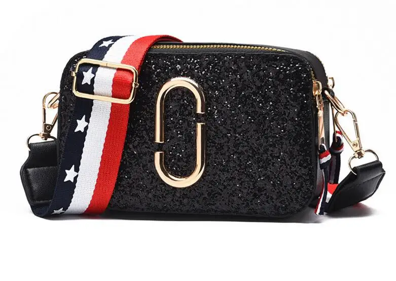 

Fashion New Ladies Sequin Square bag High quality PU Leather Women's Designer Luxury Handbag Black Shoulder Messenger bag