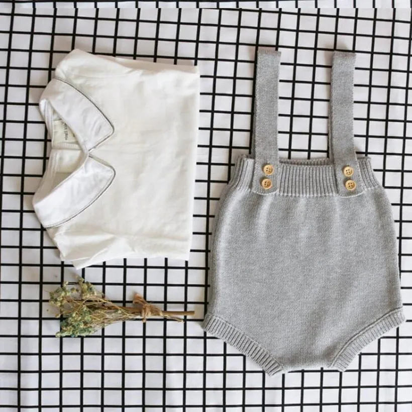 Knitted Newborn Baby Clothes Cotton Sleevele Baby Boy Romper Infant Toddler Romper For Boys Girls Baby Jumpsuit Costume Outfits