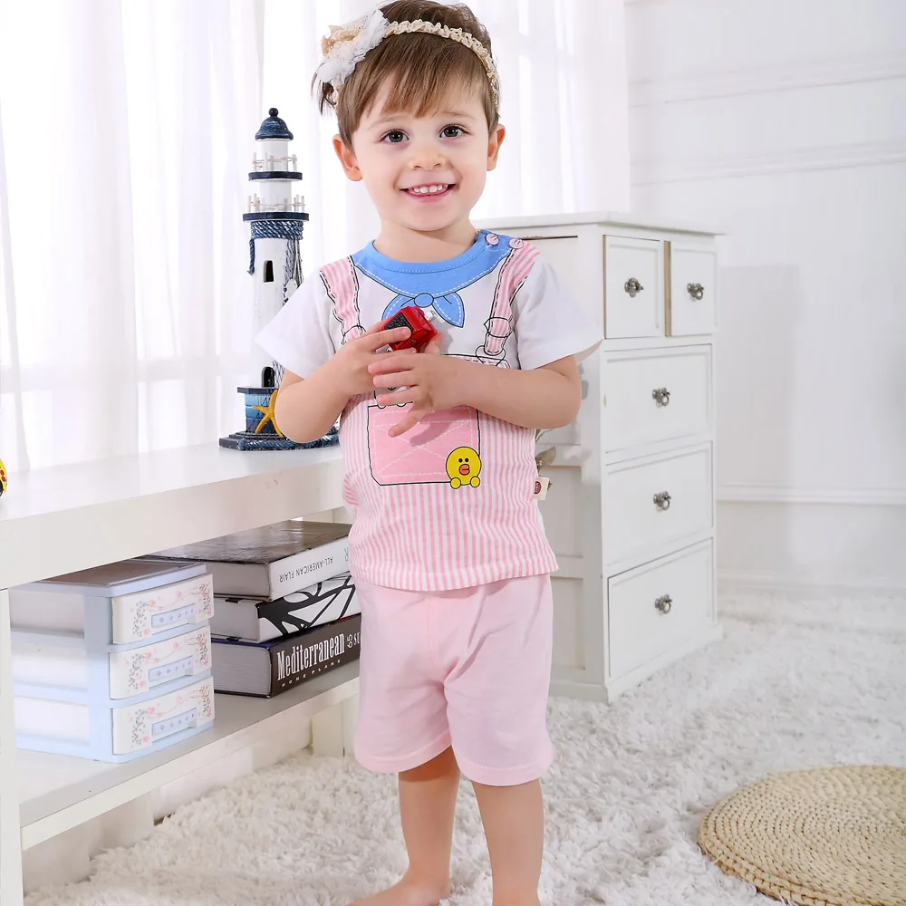 Baby Boy's Multi Design Print T-Shirt Plus Shorts-Model Show3