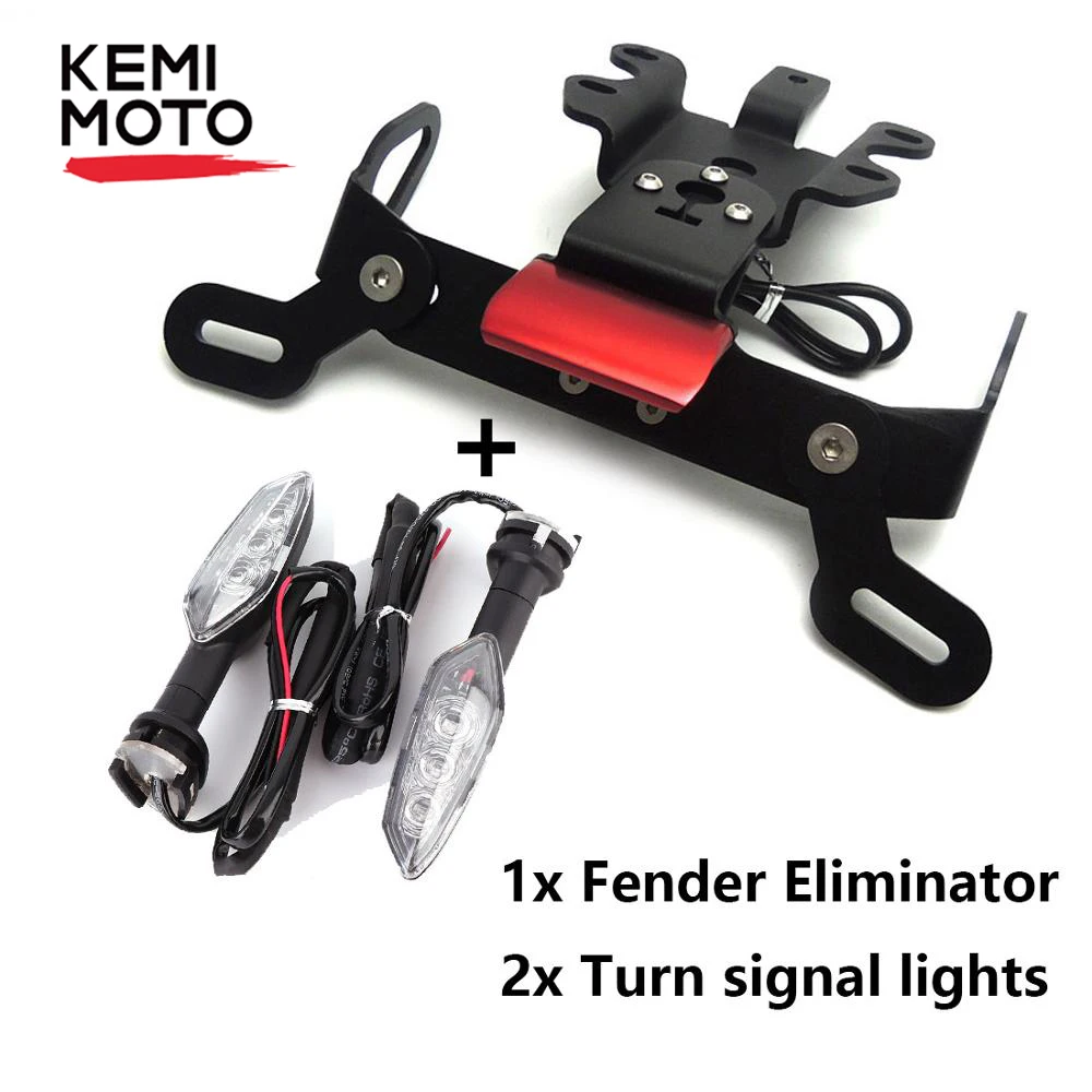

KEMiMOTO For YAMAHA FZ 07 MT 07 Fender Eliminator License Plate Holder Bracket LED Turn Signal Lights 2014 2015 2016 2017 2018