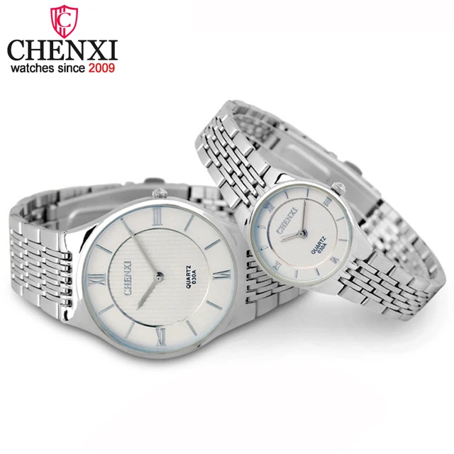 CHENXI Brand Fashion Romantic Silver Couple Watch Stainless Steel Men's Women's CHENXI Brand Fashion Romantic Silver Couple Watch Stainless Steel Men's Women's