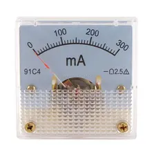 91C4 DC 0-300mA Прямоугольник Аналоговый панельный Амперметр манометр Амперметр 2,5% 45*45 мм