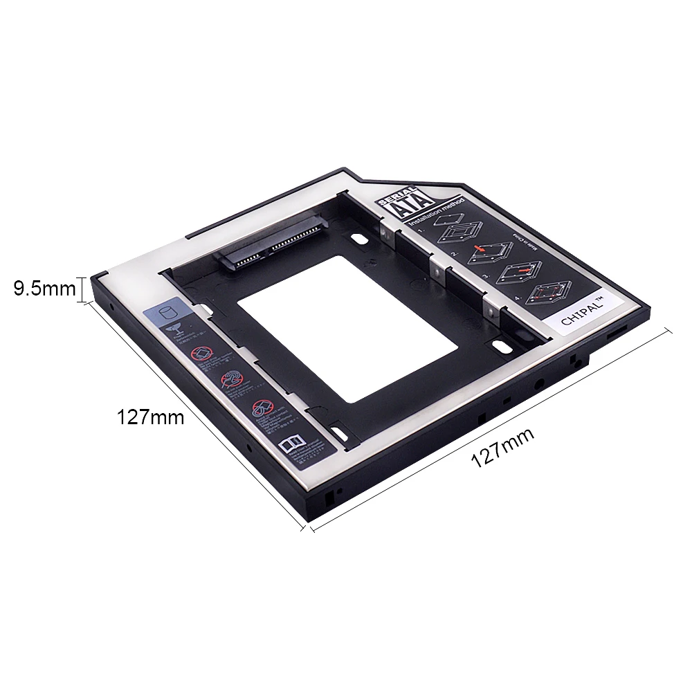 CHIPAL 2nd HDD Caddy 9,5 мм SATA to SATA для 2," 2 T SSD чехол Корпус для жесткого диска со Светодиодный индикатор для ноутбука CD-ROM DVD-ROM