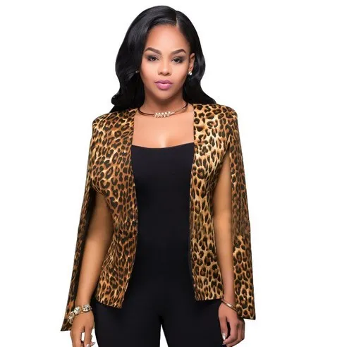 blazer feminino cardigan leopard cape european printed suit jacket female woman