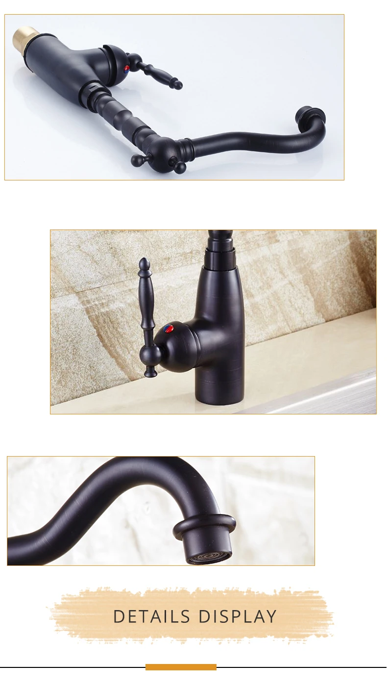 ZGRK кран для раковины, латунный кран для раковины ванной комнаты, с одной ручкой, с поворотным носиком, черный кухонный смеситель