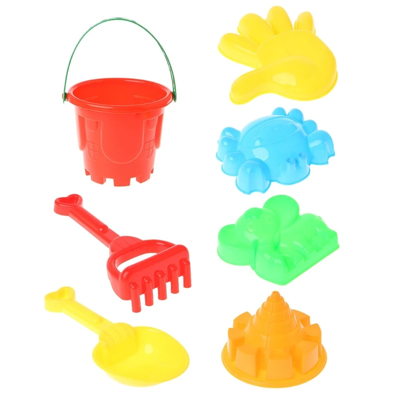 7Pcs Sand Beach Toys Bucket Spade Shovel Rake Dune Water Tools Set For Children