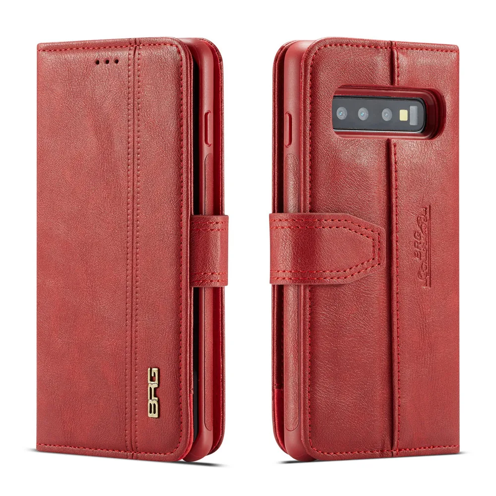 

New 2 in 1 Leather Flip Case for Samsung S10 S10+ S10e S9 S9+ Note 9 Magnetic Back Protection Cover Kickstand Card Slot Case