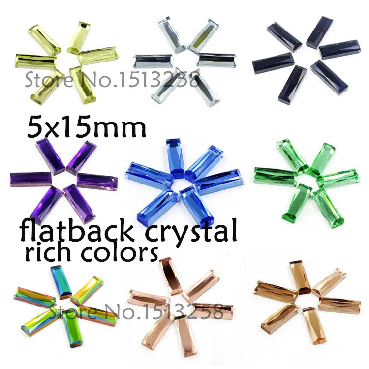 More Colors 200pcs 5x15mm 7x21mm Flat Back Rectangle Fancy Crystal Stones Baguette Glass Crystals | Украшения и аксессуары