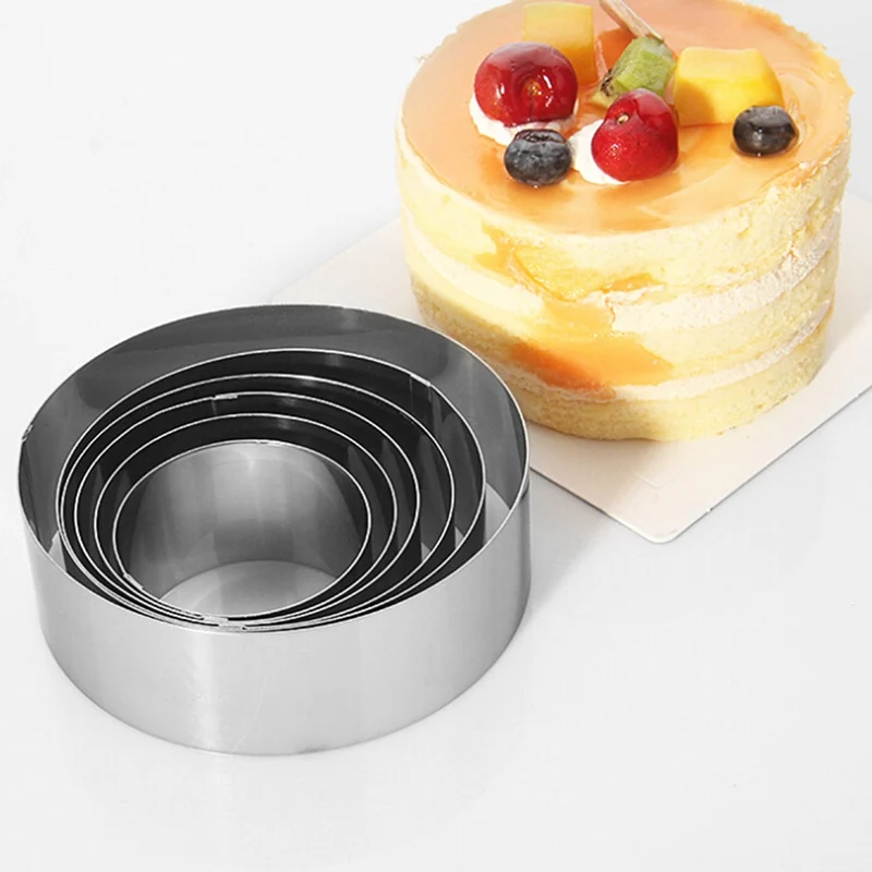 Cooking Silver Mousse Cake Rings Stainless Steel 6pcs/set Round Small