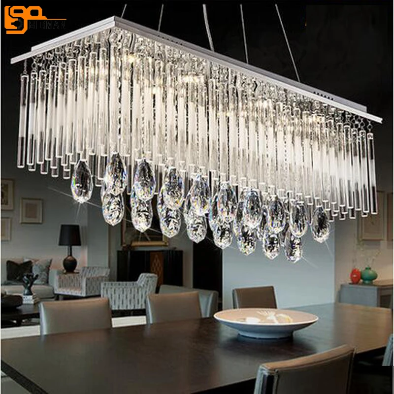 

new rectangular design crystal chandelier modern lighting length 60cm 80cm 100cm lustre dinning room chandelier