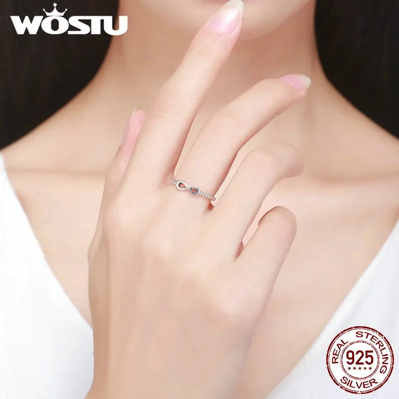 WOSTU Аутентичные 100% стерлингового серебра 925 пробы Бесконечность любовь кольца