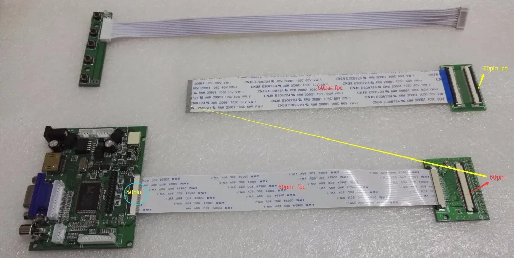Универсальная плата контроллера HDMI VGA 2AV 60PIN TTL LVDS модуль монитора для Raspberry PI LCD
