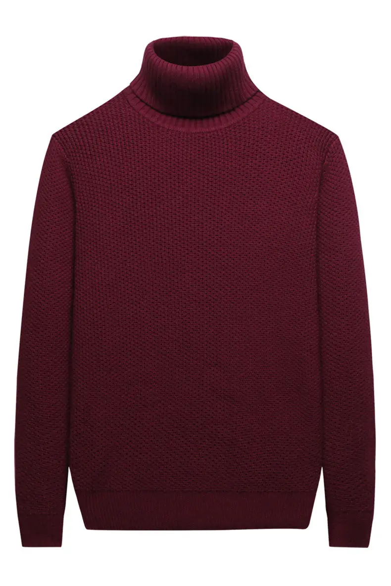 MuLS 2019 Cotton Birdseye Sweater Men Pullover Winter Warm Thick Turtle-Neck knitwear Sweater Male High Neck Jumpers Green Black 08
