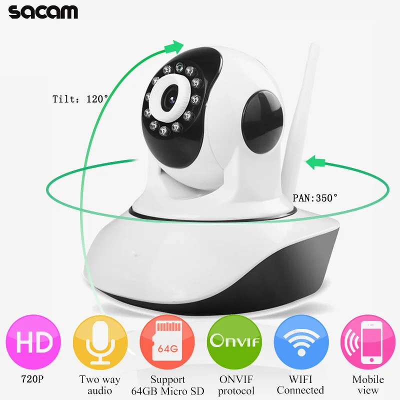 Беспроводная Wi Fi IP камера домашняя система безопасности и сигнализации Plug and Play Pan