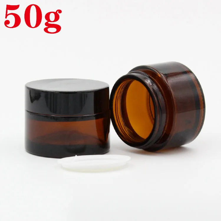 50g Brown Cream Bottle with Black Aluminum Cover Glass for Cosmetic Packaging Skin Care Empty | Красота и здоровье