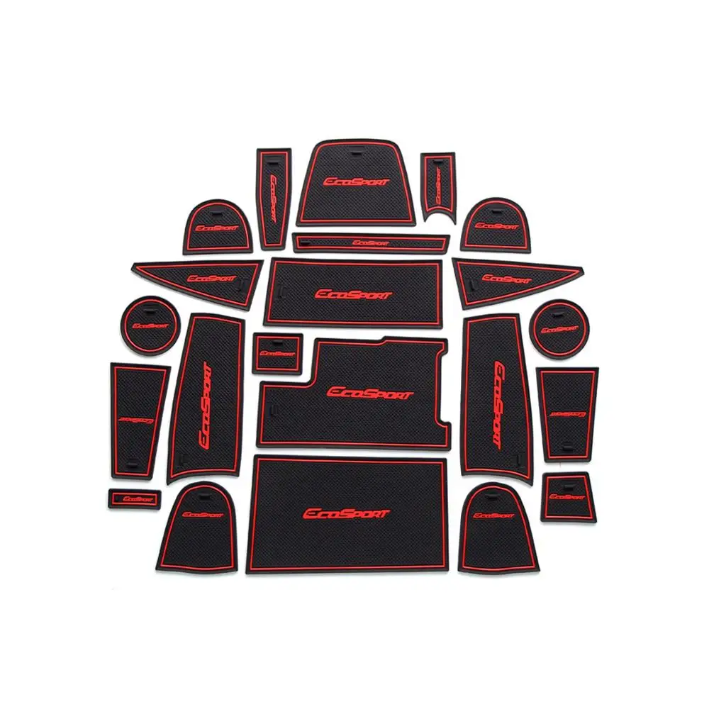 

RUIYA 22Pcs anti-slip door pad rubber cup groove mat for Ford EcoSport,interior door arm storage mat,auto interior accessories