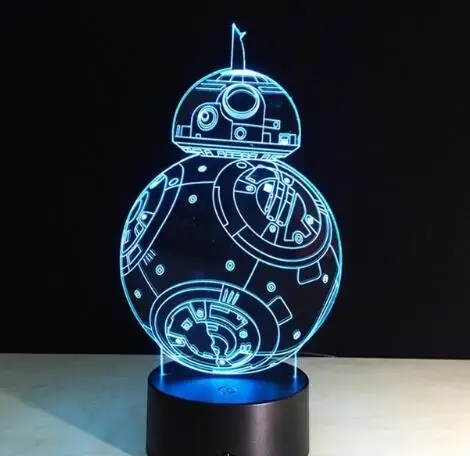 Звездные войны, дроид, игрушка R2D2, светильник для детской комнаты, спальни, декоративный Ночной светильник, 7 видов цветов, сменный USB сенсорный светодиодный настольный светильник, лампа - Испускаемый цвет: Star 5