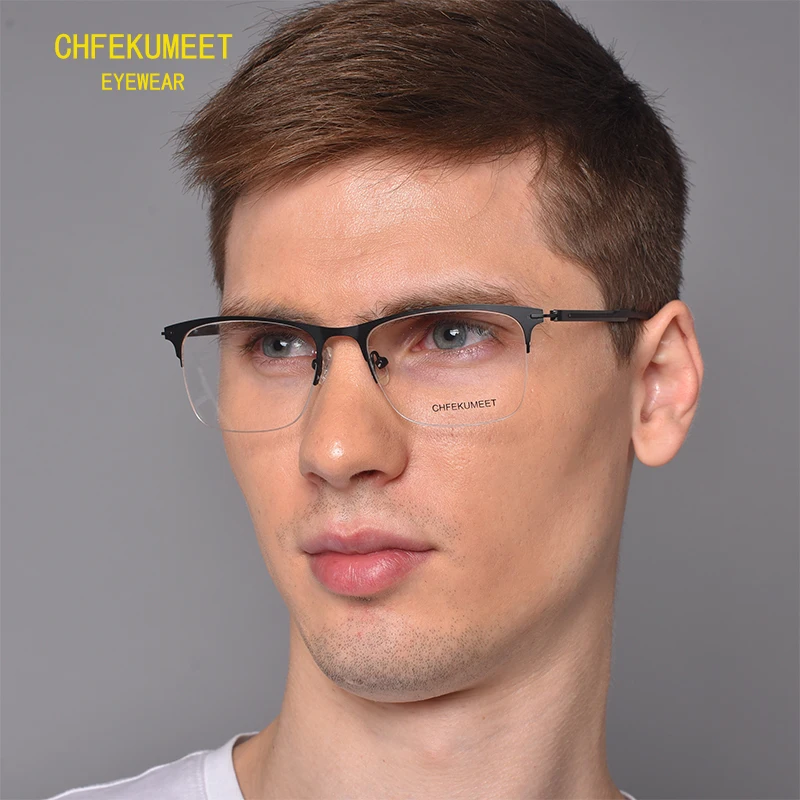 

CHFEKUMEET Square Men's Prescription Glasses men Myopia/Presbyopic Prescription Eyeglasses Metal Optical Reading Eyewear