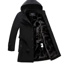 Тренч размера плюс, пальто с капюшоном, куртка для мужчин, длинные зимние пальто для мужчин, бизнес стиль, модная повседневная однобортная ветровка 4XL