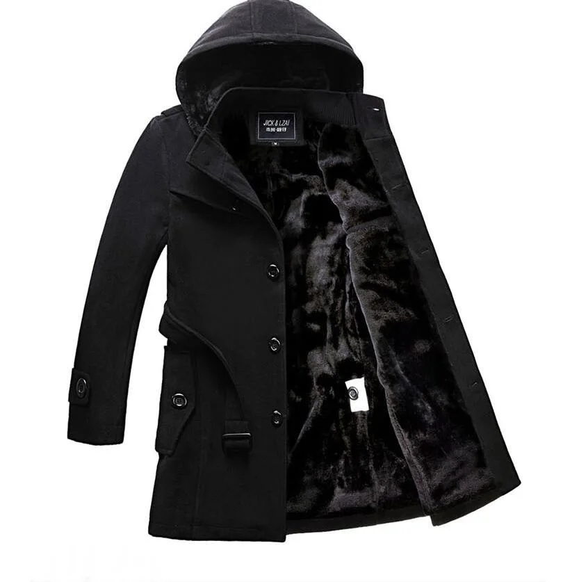 Noir Plus Coupe Manteau Mode Poitrine Casual Pour Veste À Tranchée 2017 Manteaux vent gris Hiver Hommes Long Unique La Taille Capuchon Bussiness 4xl qq61pr