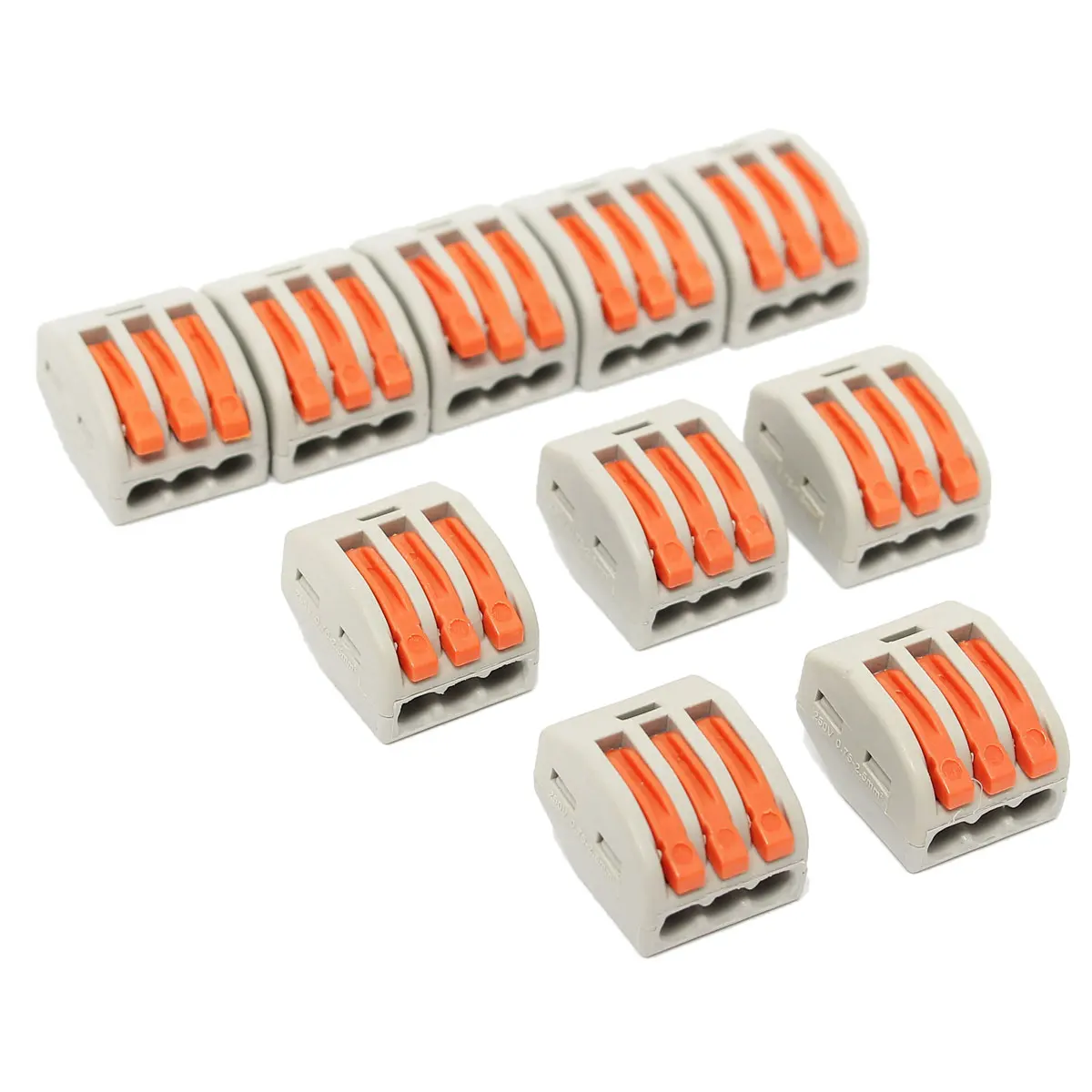 

10pcs 3 Way PCT-213 Reusable Lever Terminals Block Set 222-413A/222-413C Fast Electric Cable Wire Connectors