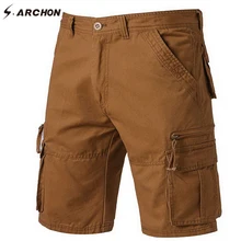 S. ARCHON Лето Для мужчин шорты-карго хлопковые свободные тактические шорты Обычная Повседневная одежда по колено Стиль Multi Брюки с карманами Костюмы