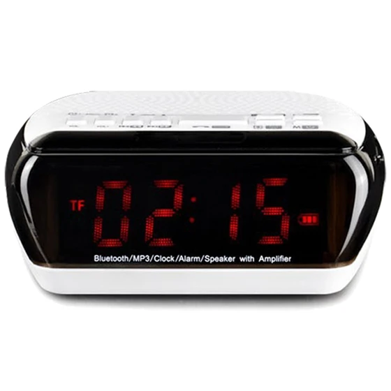 

Portable Multifunctional DOUBLE ALARM Clock Bluetooth/Wirelss Speaker FM Radio Time Display TF Card Slot