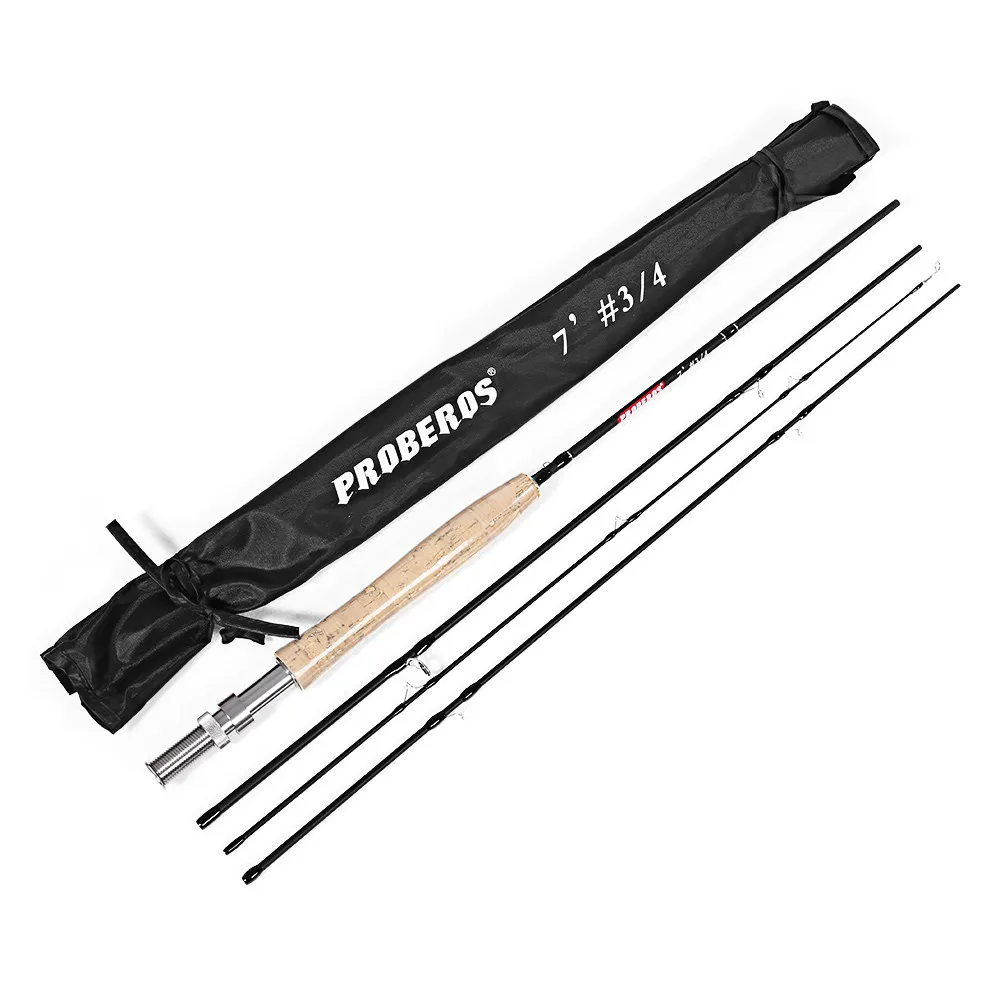 

Portable Proberos 2.1M 4 Section Carbon Fly Fishing Rod with Soft Cork Handle Fish Tackle 3/4 5/6 7/8 for Lake Ocean Fishing