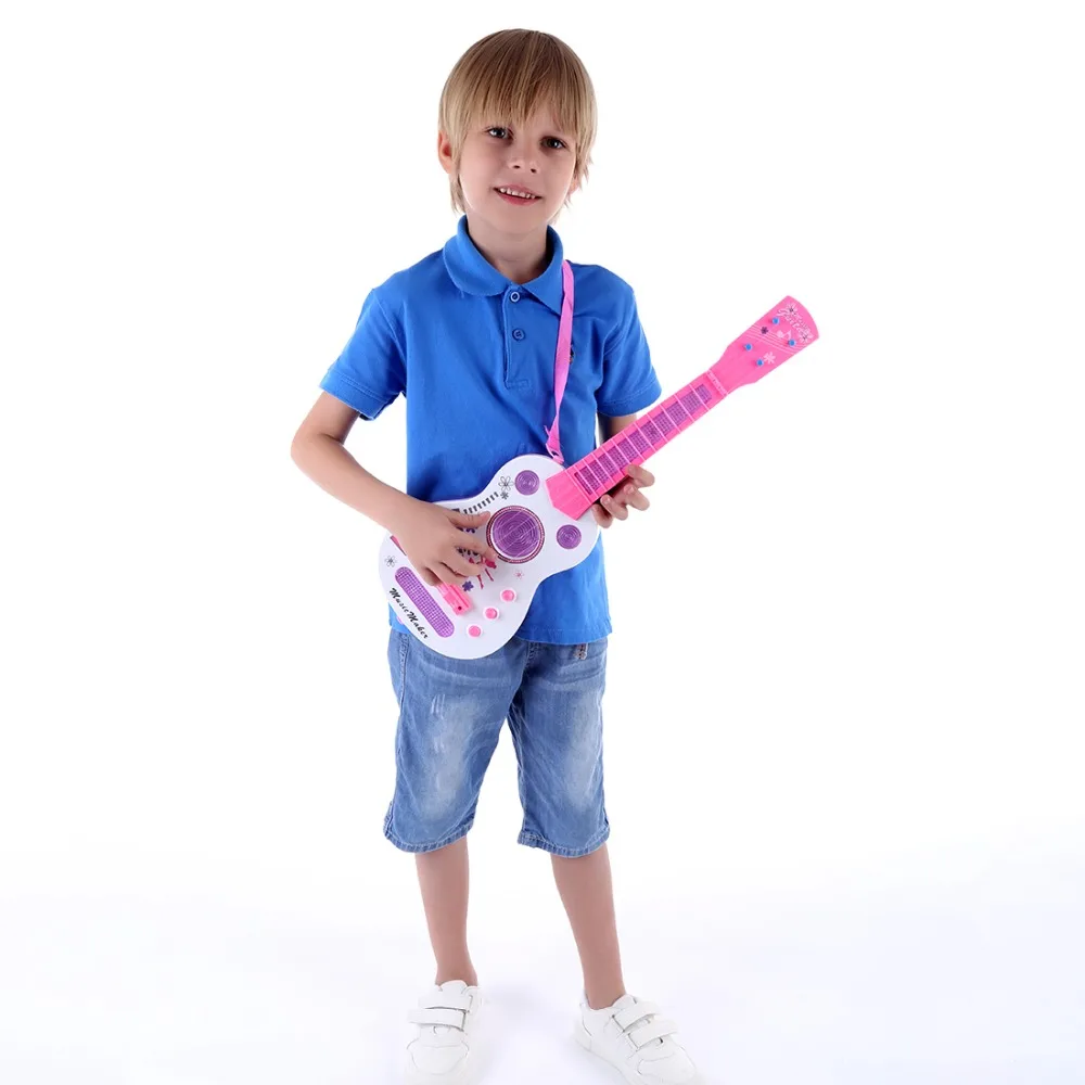 Surwish Simulation 4 String Flash Mini Guitar Детские Музыкальные инструменты обучающая игрушка 928B-розовый