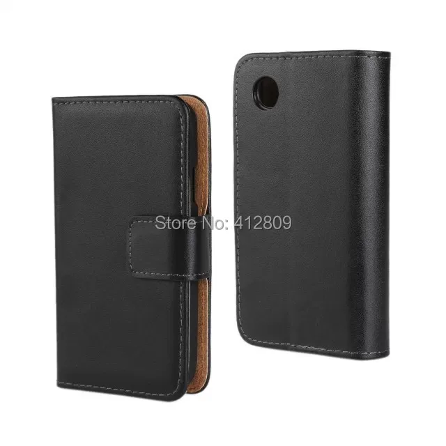 

1PCS Drop Shipping Black Color Genuine Leather Wallet Skin Cover Case for LG L40 D170 with Magnetic Fastener Cellphone Bags Free