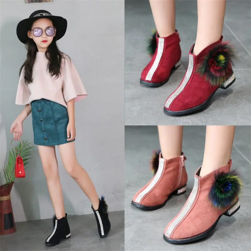 

MHYONS 2018 Lace-up Martin Boots autumn winter waterproof knight single boots warm Older children snow boots Kids sneakers XHXL