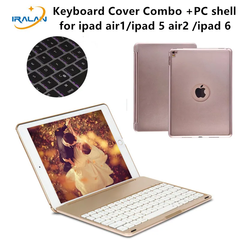 New 7 Colors Backlit Light Wireless Bluetooth Keyboard Case Cover For iPad Air Air 2 For iPad 5 6 new 2017 9.7 inch+Stylus+film