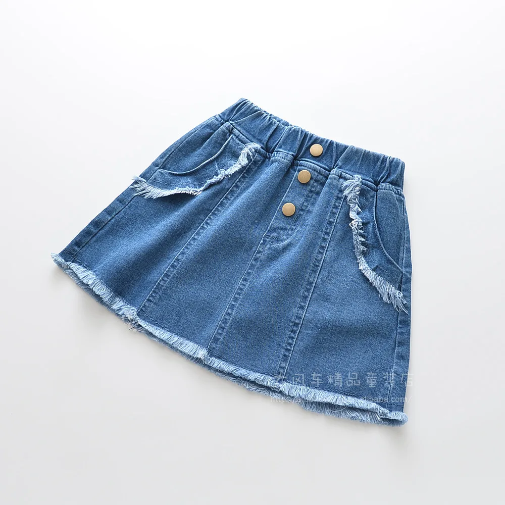 

Girls Skirt 2019 Summer Fall Baby Girls Fashion Button Pocket Denim Tutu Skirts Girl Skirts Children Clothes 3-11Y