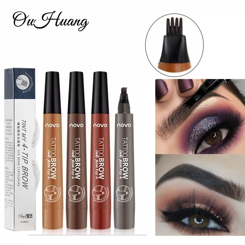 

Microblading Eyebrow Pen Waterproof Fork Long Lasting Tip Eyebrow Tattoo Pencil 4 Head Fine Sketch Enhancer Eye Brow Pencil
