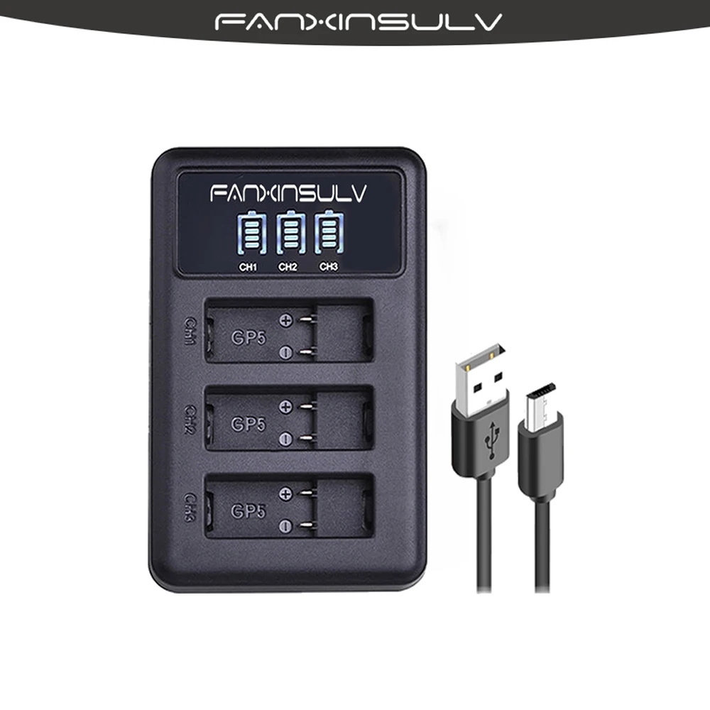 Зарядное устройство AHDBT 501 Hero5 1 шт. зарядное с 3 USB-портами и светодиодным