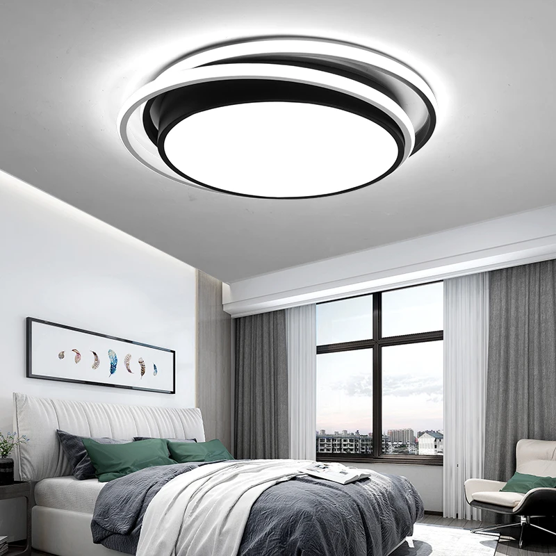 

New Arrival Round Dimmable Modern Led Ceiling Chandelier For Living Room Bedroom Study Room White Black RC Modern led Chandelier
