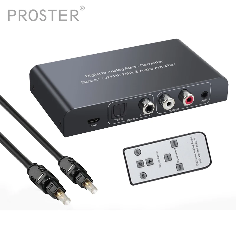 Achat Convertisseur Audio numérique à analogique Proster avec Volume de télécommande IR 192kHz adaptateur optique Coaxial Toslink vers L R RCA 3.5mm