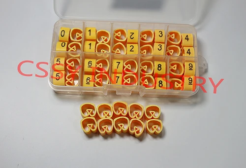 

2018 freeshipping EC-0 EC-1 EC-2 EC-3 from 0.5-16mm2 10 different number yellow color 0-9 cable marker set