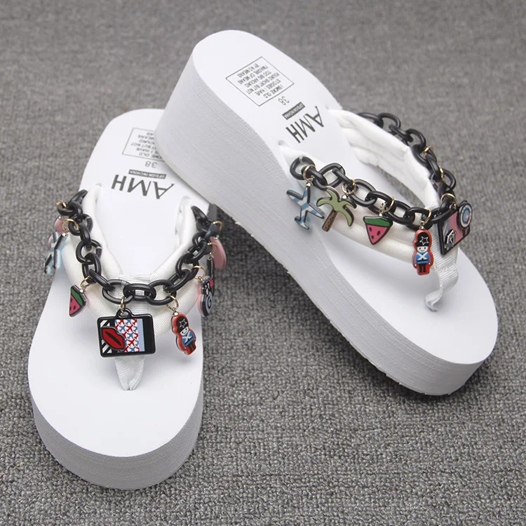 Korea White Wedge Slip On Flip Flops Slippers Womens Summer Antiskid Slipper Platform Shoes Cheap50