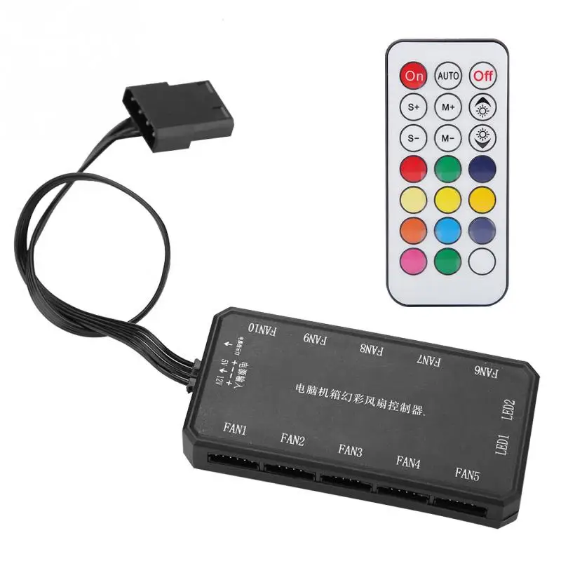 

15m RF Wireless Control Colorful Fan Computer Fan Controller with Remote Control Computers Fans Controllers 2018 new style