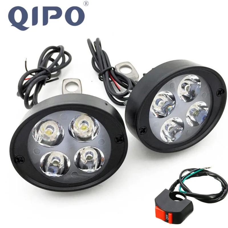 

QIPO 2pcs Universal Motorcycle Headlight LED Shoot The Light Mirror Spotlights 24W Low Energy Consumption 3000LM Auxiliary Lamp
