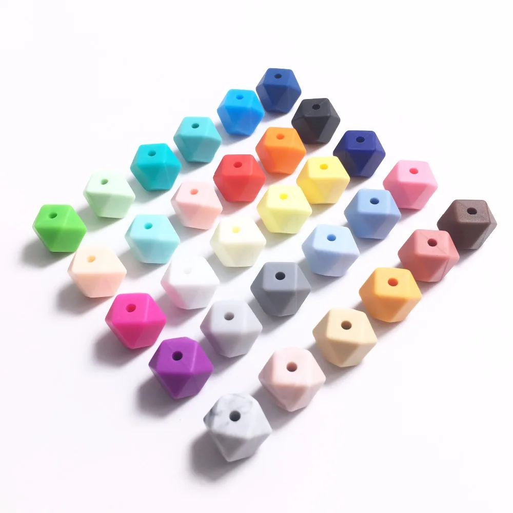 

50pcs/lot Silicone Hexagon Mini Smaller Beads Teething Necklace Silicone Teething Beads For Baby Teether BPA Safe Beads