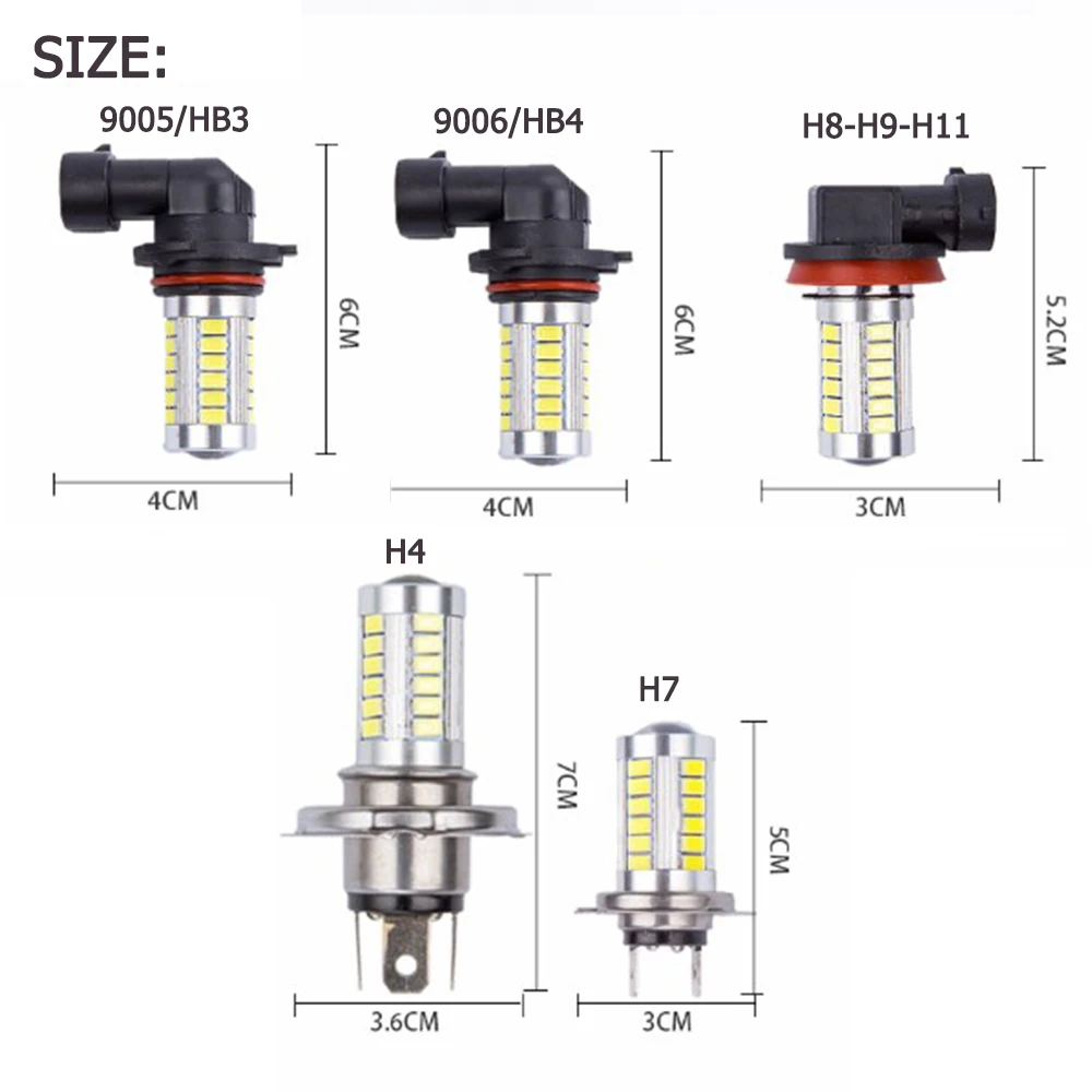 Белый Автомобильный противотуманный светильник, лампа для вождения, головной светильник, лампы H1/H3/H4/H7 9005 HB3 5630 SMD 33 светодиодный DC 12V авто лампа