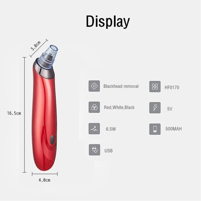 Электрический вакуумный прибор для удаления угрей, сильное всасывание, уход за кожей лица, инструменты для красоты, экстрактор прыщей, машина для удаления