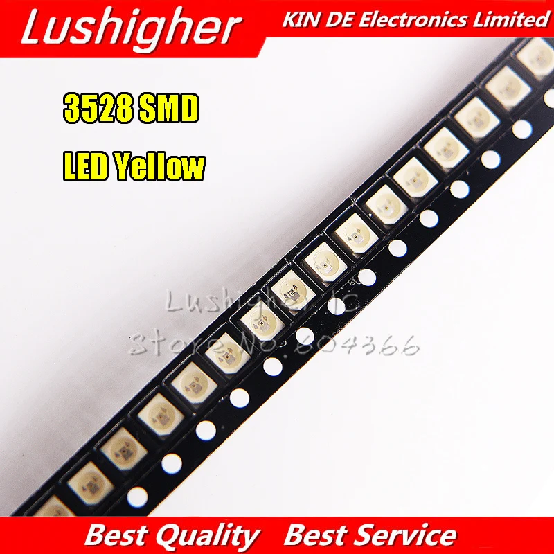 100pcs Yellow 3528 1210 SMD LED Diodes Light Free Shipping-in Diodes