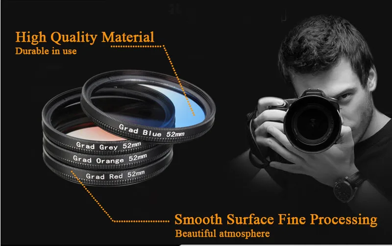 4 шт./лот 52 мм градуированная Цвет фильтр объектива сумка для фотоаппарата nikon D5100 D3200 D3100 фирменнй переходник для объектива Canon 18-55 200-400 для Canon Защитная крышка для объектива цифрового однообъективного зеркального оранжевый синий красный серый